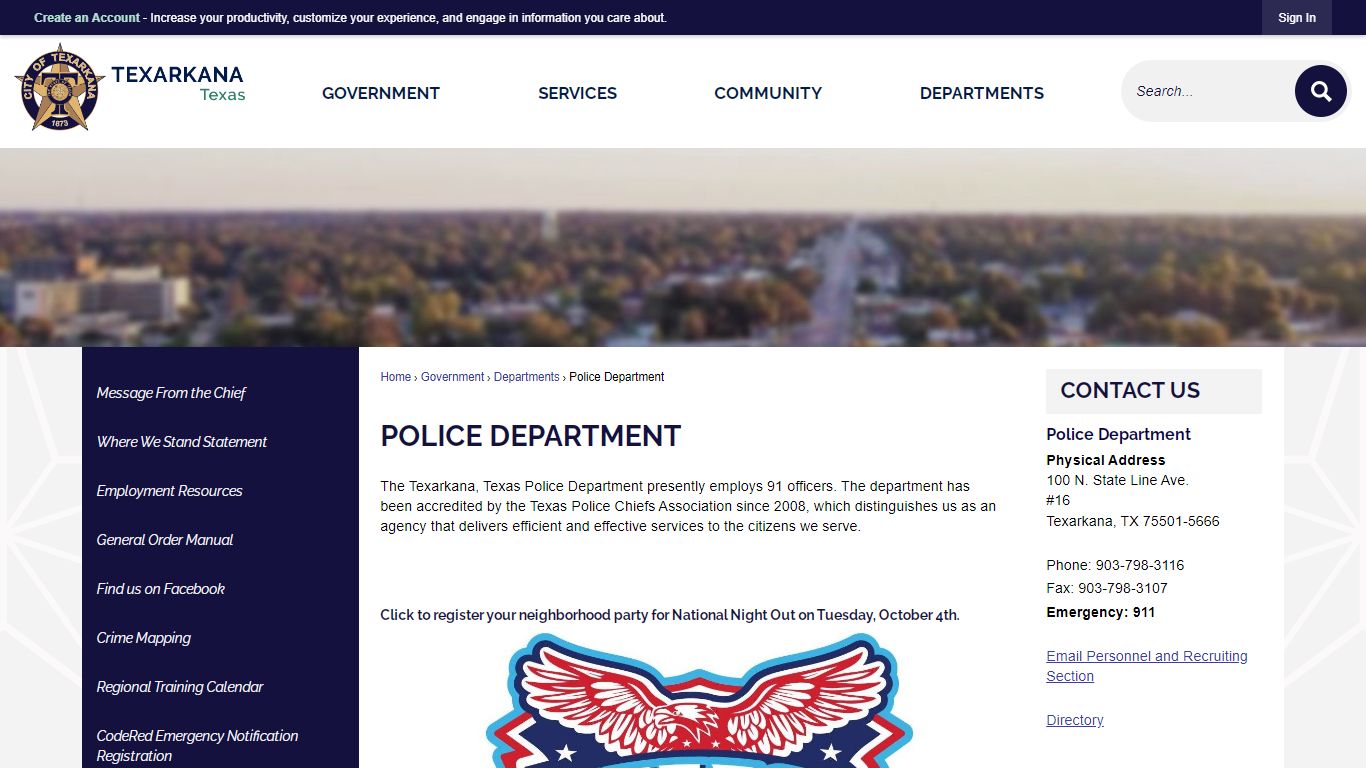 Police Department | Texarkana, TX - Official Website