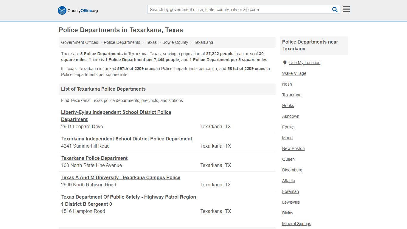 Police Departments - Texarkana, TX (Arrest Records & Police Logs)